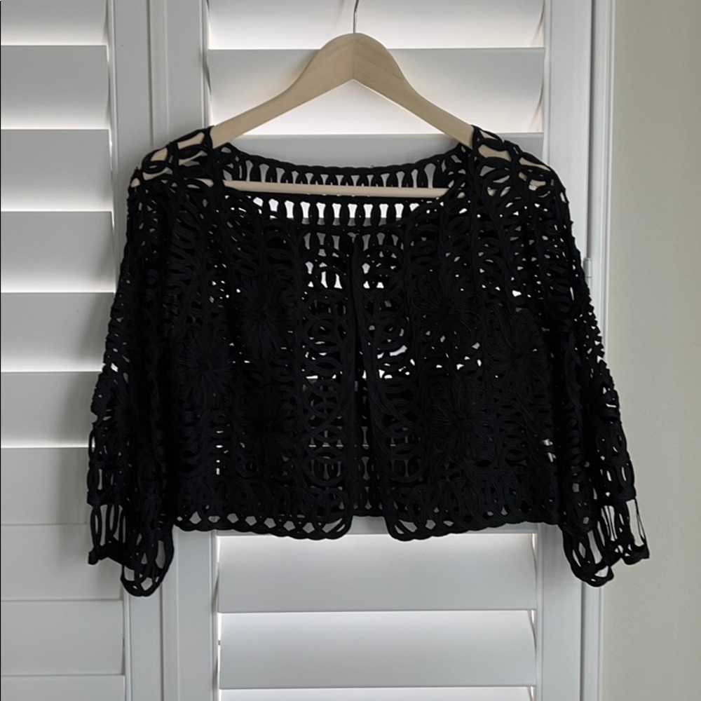Talbots Black Mesh Lace Evening Bolero